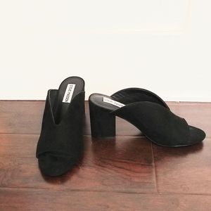 Steve Madden Black Faux-Suede Mules